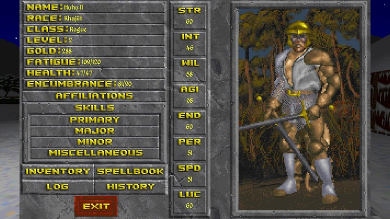 Angry Daggerfall guy on the character screen.