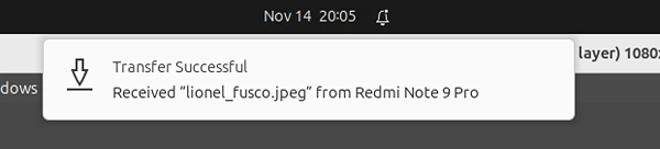 Transfer notification on ubuntu from android