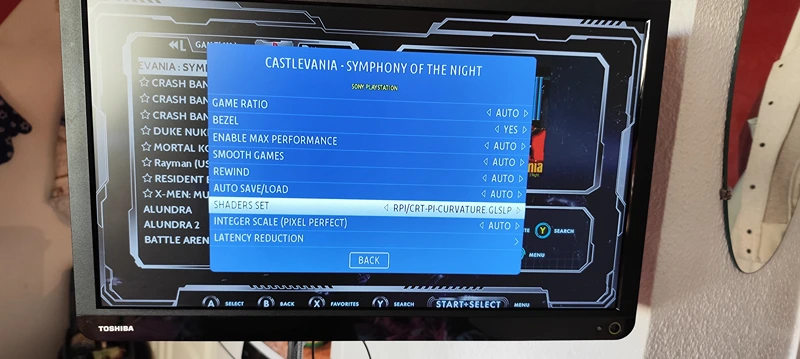 Settings menu of the X2 game stick, emuelec.T