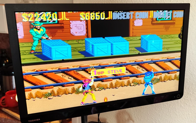 Sunset riders, two players, on X2 gamestick.