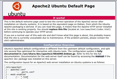 Default page for the Apache server